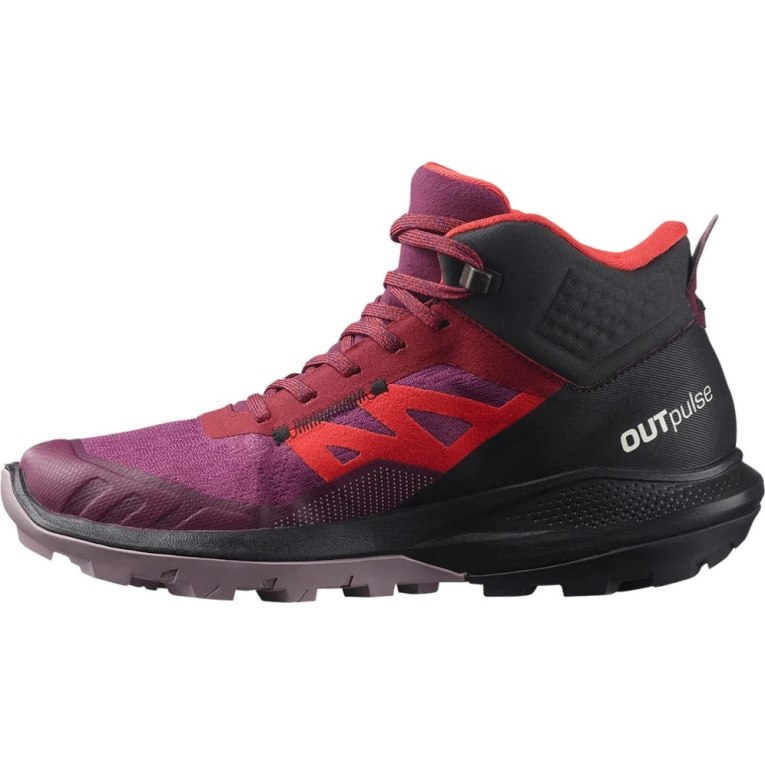 Fuchsia / Red / Black Salomon Outpulse Mid GTX Women's Hiking Boots | PH 19470P